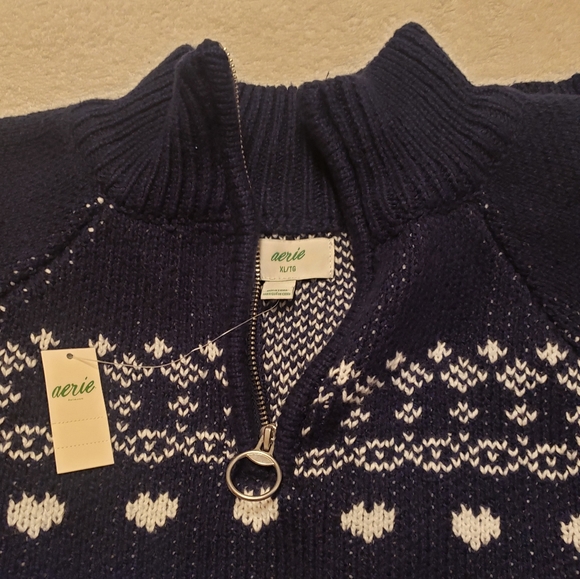 AERIE OVERSIZE FAIR ISLE LOVE SWEATER PULLOVER - Picture 6 of 7